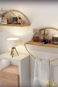 Duvar Rafı Dekoratif Mutfak Banyo Altın Elips Kitaplık ürün fotoğrafı
