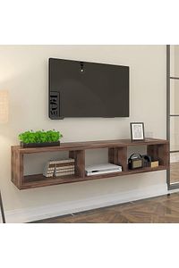 Ceviz 140 cm Tv Ünitesi Duvar Rafı Kitaplık Tv Sehpası Tv Standı ürün fotoğrafı