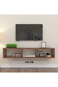 Ceviz 140 cm Tv Ünitesi Duvar Rafı Kitaplık Tv Sehpası Tv Standı ürün fotoğrafı