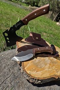 2'li El Yapımı Outdoor Balta Kamp Bıçak Paslanmaz Çelik Set Deri Klıflı ürün fotoğrafı