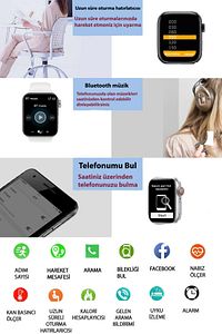 Akıllı Saat Türkçe Menülü Nabız&tansiyon Ölçer Arama Özellikli Ios&anroid Çift Tuş ürün fotoğrafı