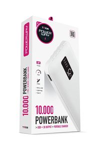 10.000 Mah Kablolu Dijital Göstergeli Gerçek 10.000 Mah Garantili Ince Tasarım Tx108 Beyaz Powerbank ürün fotoğrafı