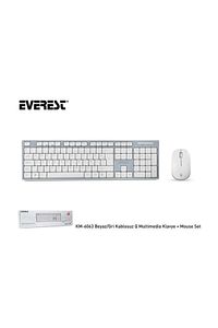 Km-6063 Beyaz/gri Kablosuz Q Multimedia Klavye + Mouse Set ürün fotoğrafı
