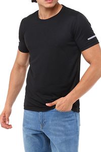 Erkek Nem Emici Hızlı Kuruma Atletik Teknik Performans T-shirt ürün fotoğrafı