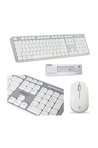 Km-6063 Beyaz/gri Kablosuz Q Multimedia Klavye + Mouse Set ürün fotoğrafı