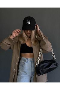 Unisex Beyzbol Ny Şapka Siyah - Beyaz ürün fotoğrafı