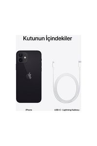iPhone 12 128 GB Siyah Cep Telefonu Aksesuarsız Kutu (Apple Türkiye Garantili) ürün fotoğrafı