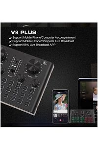 Vs8 Plus Canlı Yayın Ses Kartı Efektli Radyo Mikseri (TELEFON VE PC PODCAST RADYO YAYINCILAR) ürün fotoğrafı