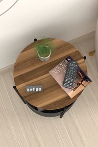 Orta Sehpa Geniş Çantalı Sehpa Gazetelik Kitaplık Çiçeklik Ceviz ürün fotoğrafı