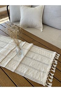 Pamuklu Şal Motif Dantel Örgü Runner ürün fotoğrafı