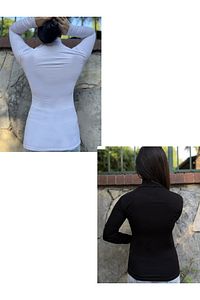 Kadın Siyah ve Beyaz Uzun Kollu Yarım Balıkçı Yaka Body ürün fotoğrafı