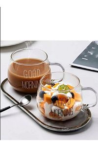 Std 1 Li Good Morning Günaydın 400 ml Borosilikat Cam Kupa Fma00618 Klasik ürün fotoğrafı