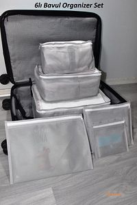 Gri 6' Lı Set Bavul Organizer Valiz Düzenleyici Bavul Içi Çantası Düzenleyici ürün fotoğrafı