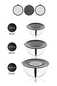 Karat 9 Parça Rendeli Karıştırma ve Saklama Kabı (16-20-24 cm) ürün fotoğrafı