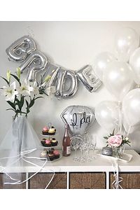 Bride Yazılı Folyo Balon Konsept Gümüş Renkli Gri Bekarlığa Veda Partisi Temalı Büyük Balon ürün fotoğrafı