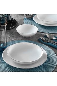 Atina 18 Parça 6 Kişilik Bone Yemek Takımı Gümüş ürün fotoğrafı
