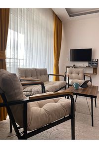 Mars Balkon, Bahçe, Cafe - Metal Kanepe Koltuk Takımı - 2+1+1 + Sehpa ürün fotoğrafı
