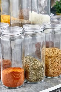 12'li Büyük Boy Cam Kavanoz Saklama Kabı Baharatlık Seti Süper Set 500 Ml (etiket Hediyeli) ürün fotoğrafı