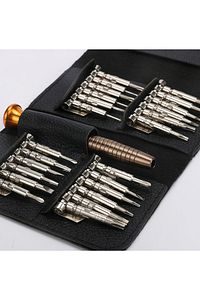 25 Parça Deri Cüzdanlı Tornavida Set Elektronik Saat Bilgisayar Tamir Tornavidası Seti ürün fotoğrafı