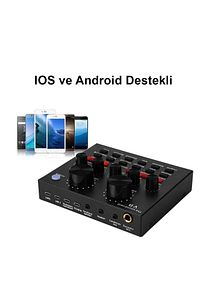 V8 Profesyonel Harici Canlı Yayın Ses Kartı Mikrofon Mikseri ürün fotoğrafı