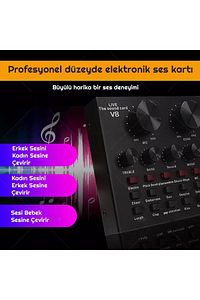 V8 Profesyonel Harici Canlı Yayın Ses Kartı Mikrofon Mikseri ürün fotoğrafı
