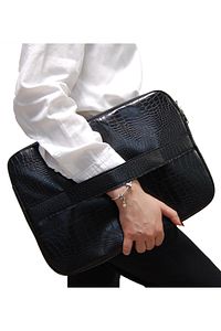Kroko Siyah Unisex 13-14-15.6 Inç Uyumlu Macbook Kılıf Notebook Laptop Çantası ürün fotoğrafı