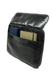 Kroko Siyah Unisex 13-14-15.6 Inç Uyumlu Macbook Kılıf Notebook Laptop Çantası ürün fotoğrafı