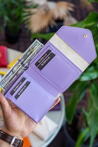 Colombia Vegan Deri Bozuk Para Gözlü Bol Kartlıklı Mini Lila Kadın Cüzdanı ürün fotoğrafı