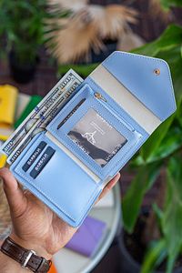 Colombia Vegan Deri Bozuk Para Gözlü Bol Kartlıklı Mini Bebe Mavisi Kadın Cüzdanı ürün fotoğrafı