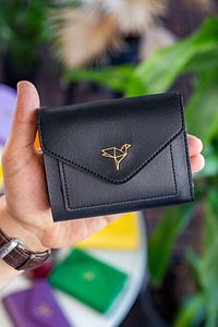 Colombia Vegan Deri Bozuk Para Gözlü Bol Kartlıklı Mini Siyah Kadın Cüzdanı ürün fotoğrafı