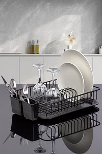 Siyah Tek Katlı Modern Tabaklık Bulaşıklık ürün fotoğrafı