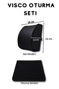 Visco Bel Minderi Visco Oturma Minderi 2'li Set Ortopedik Oturma Seti ürün fotoğrafı
