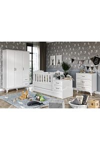 Kartopu Country Tarzı Bebek Odası Takımı Beyaz - 3 Parçalı Tamamı 1. Kalite Mdf ürün fotoğrafı