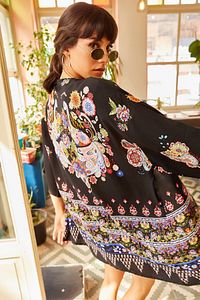Kadın Siyah Eteği Sulu Kimono KMN-00000016 ürün fotoğrafı