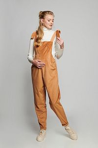 Johana Camel Konforlu Kadife Hamile Salopet ürün fotoğrafı
