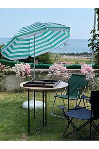 Renkli 8 Telli Eğilebilir Plaj Balkon Deniz Bahçe Şemsiyesi 180 Cm Polyester Kumaş ürün fotoğrafı
