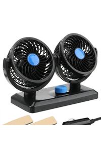 Araç Içi Torpido Üstü Çift Fanlı Oto Vantilatör 360° Dönebilir 12v ürün fotoğrafı