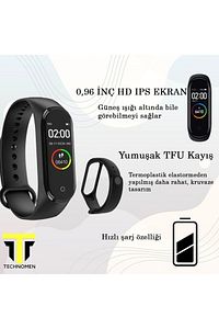 M4 Akıllı Bileklik I12 Siyah Bluetooth Kulaklık Ios Android Uyumlu Set ürün fotoğrafı