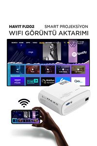 Pj202 Full Hd 1080p Taşınabilir Projeksiyon Cihazı - Wifi, 220 Ansi, Bluetotoh, Screen Mirror ürün fotoğrafı