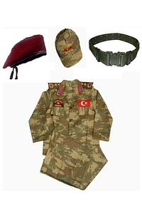 Erkek Çocuk Bordo Bereli  Asker Komando Kıyafeti ürün fotoğrafı