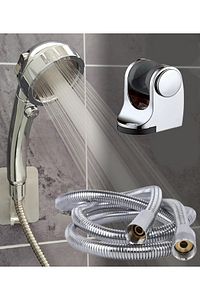 Su Tasarruflu 3 Fonksiyonlu Aç/kapa Butonlu Hortum Mafsal Duş Başlığı Set ürün fotoğrafı