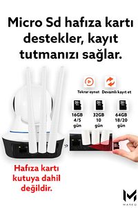 Kablosuz Wifi Bebek Izleme Kamerası 3 Antenli Gece Görüşlü 1080p Full Hd 3 Mp ürün fotoğrafı