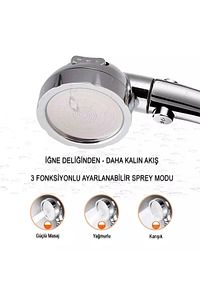 Su Tasarruflu 3 Fonksiyonlu Aç/kapa Butonlu Hortum Mafsal Duş Başlığı Set ürün fotoğrafı