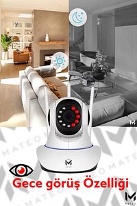 Kablosuz Wifi Bebek Izleme Kamerası 3 Antenli Gece Görüşlü 1080p Full Hd 3 Mp ürün fotoğrafı