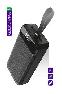 30.000 mAh PD 22.5 W Hızlı Şarj Gerçek 30.000 mAh Garantili Led Fener Dijital QC30 Siyah Powerbank ürün fotoğrafı