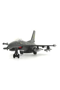 Çek Bırak Metal F-16 Benzeri Gri Savaş Uçağı Sesli Işıklı ürün fotoğrafı