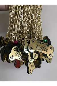 Design Kedi Kopek Gold Isimlik Ve Kolye Design Künye Ve Kolye ürün fotoğrafı