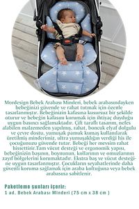 Ortopedik Bebek Arabası Minder, Yıldız Desen, Çift Taraflı Gri Renk ürün fotoğrafı