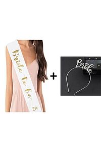 Gümüş Bride Plastik Taç Ve Kuşak Seti Bride To Be ürün fotoğrafı