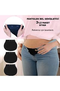Tresbel Hamile Pantolonu Bel Genişletici-kadınlar Için Pantolon Genişletici Siyah 3 Adet ürün fotoğrafı